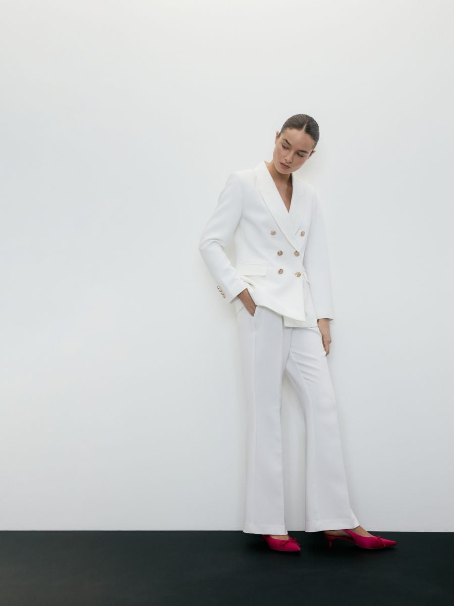 Double-breasted blazer with viscose blend - white - RESERVED - 3