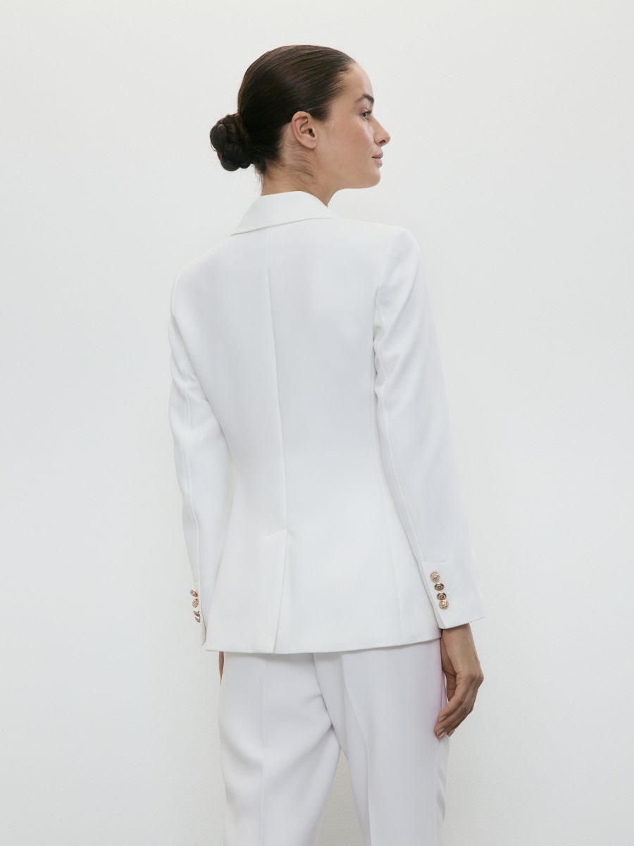 Double-breasted blazer with viscose blend - white - RESERVED - 5