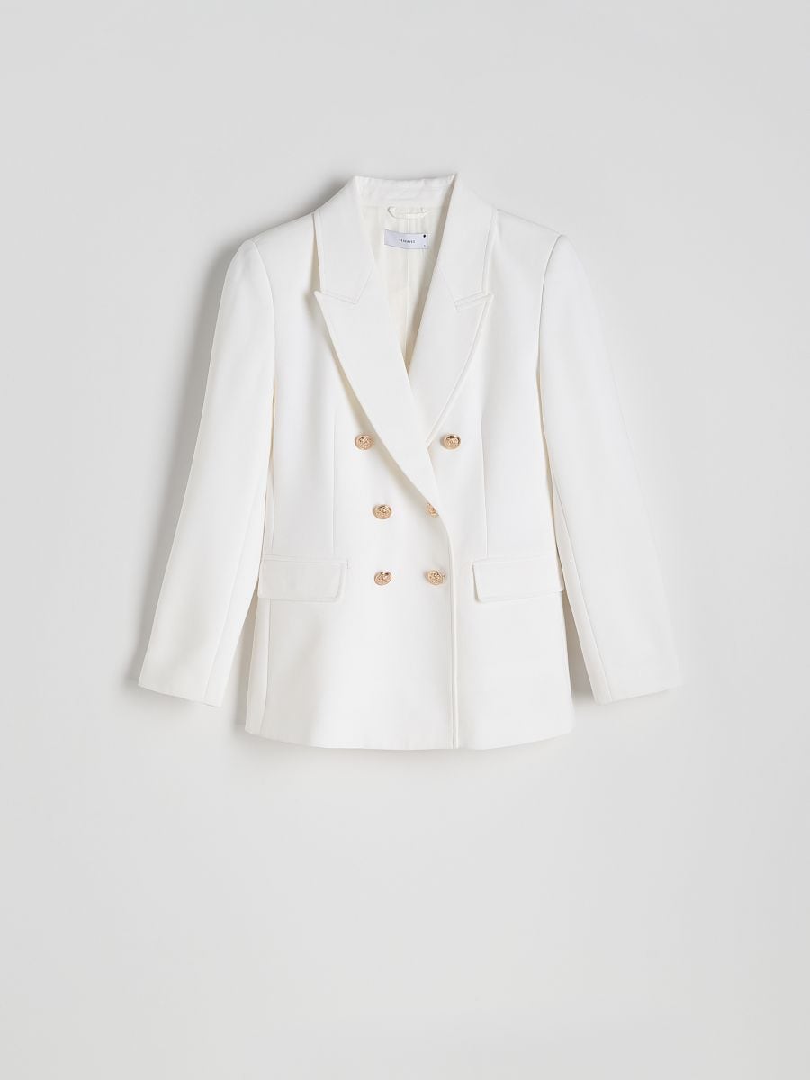 Double-breasted blazer with viscose blend - white - RESERVED - 6