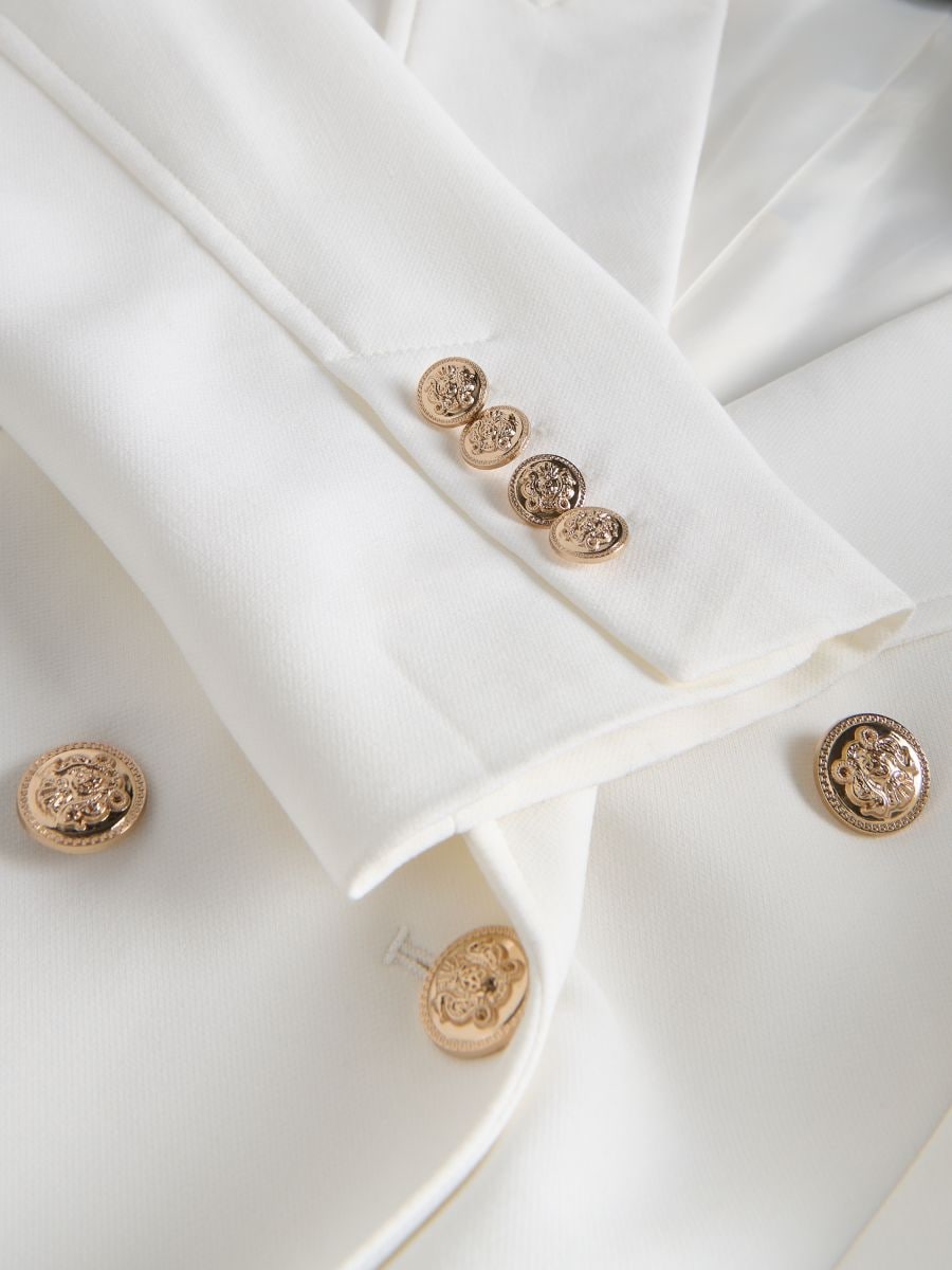 Double-breasted blazer with viscose blend - white - RESERVED - 7