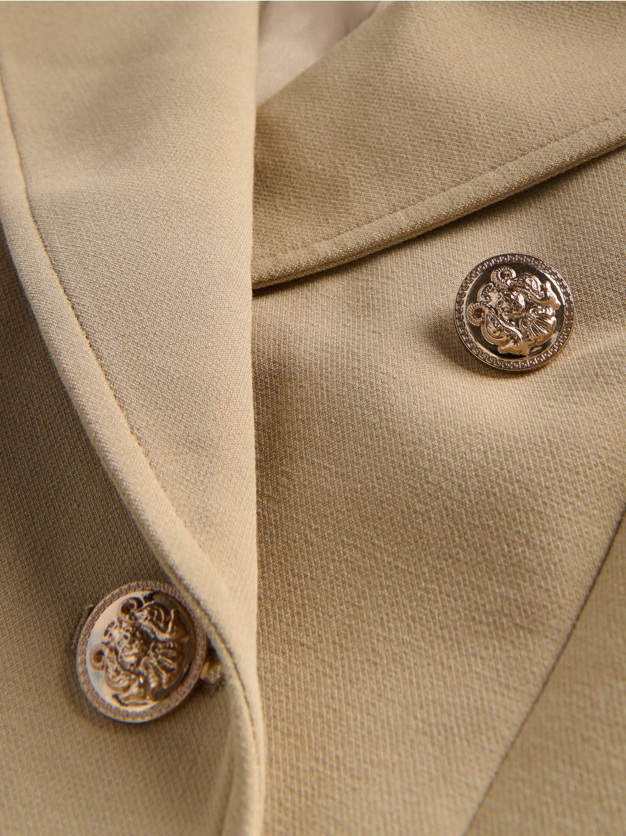 Double-breasted blazer with viscose blend - beige - RESERVED - 6