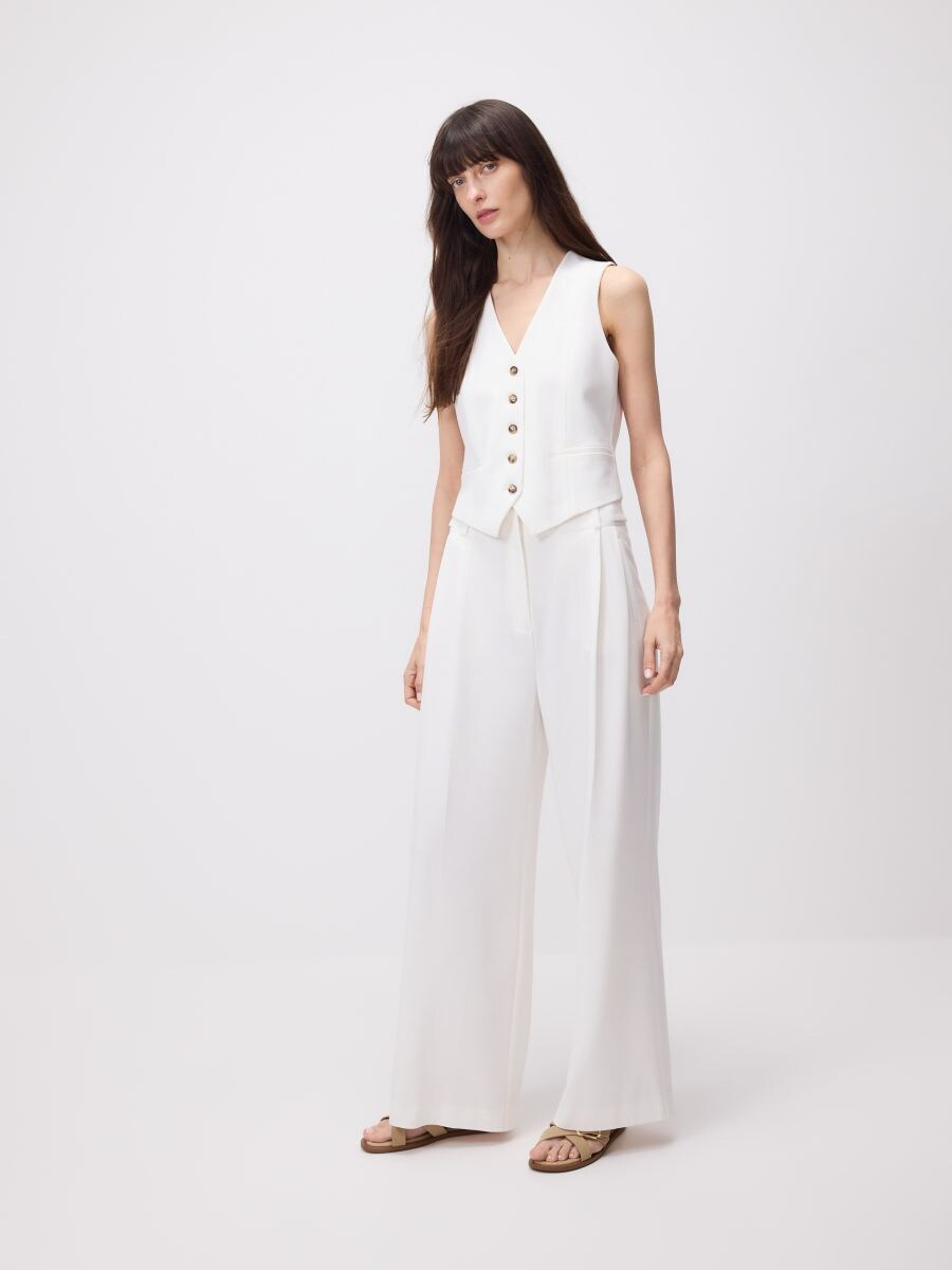 Viscose blend vest - white - RESERVED - 3
