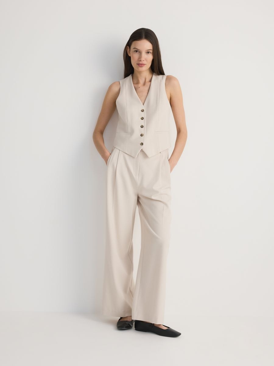 Viscose blend vest - beige - RESERVED - 5