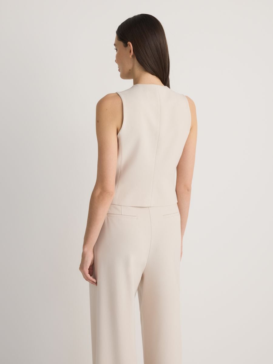 Viscose blend vest - beige - RESERVED - 6