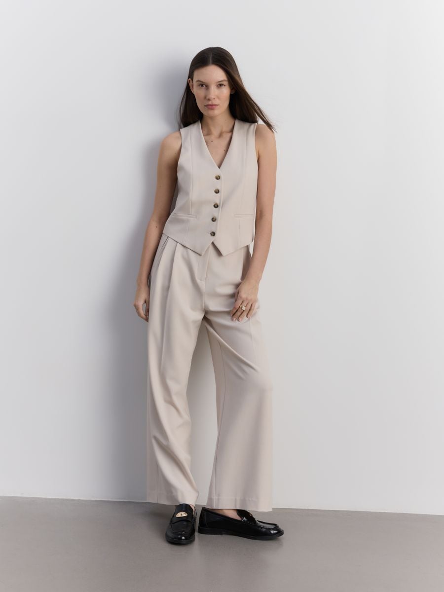 Viscose blend vest - beige - RESERVED - 2