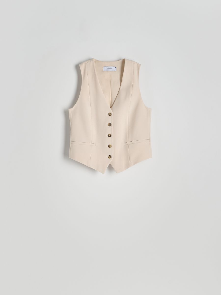 Viscose blend vest - beige - RESERVED - 7