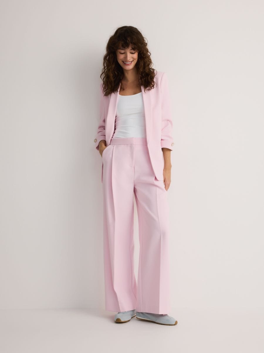 Blazer with crinkled sleeves - pastel pink - RESERVED