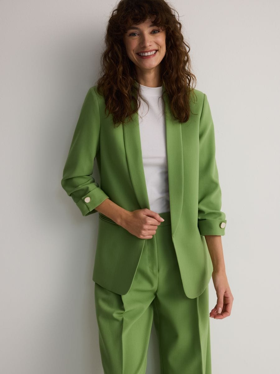 Blazer with crinkled sleeves - light green - RESERVED