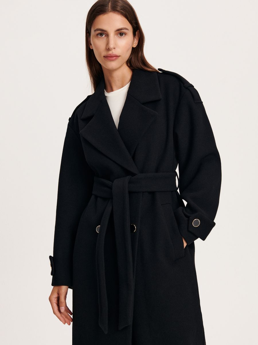 Wool blend coat - black - RESERVED