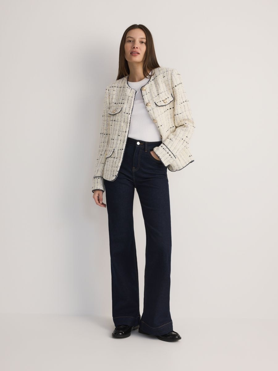 Tweed blazer with pockets - multicolor - RESERVED - 2