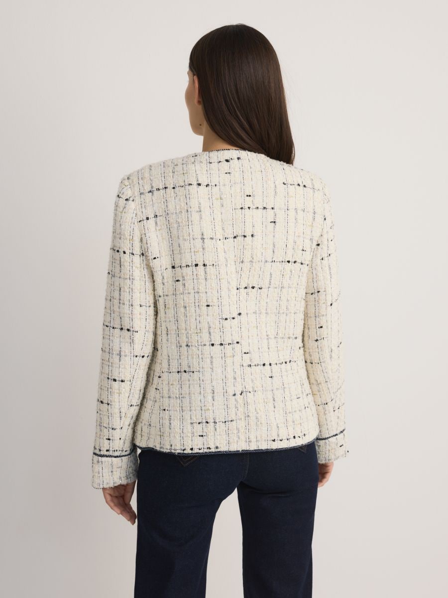 Tweed blazer with pockets - multicolor - RESERVED - 4