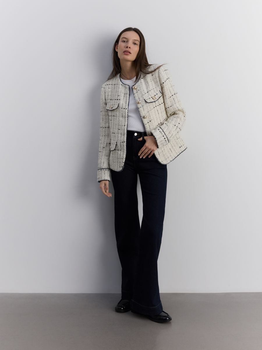 Tweed blazer with pockets - multicolor - RESERVED - 5