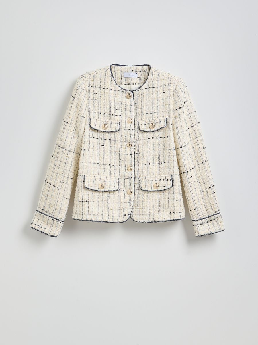 Tweed blazer with pockets - multicolor - RESERVED - 7