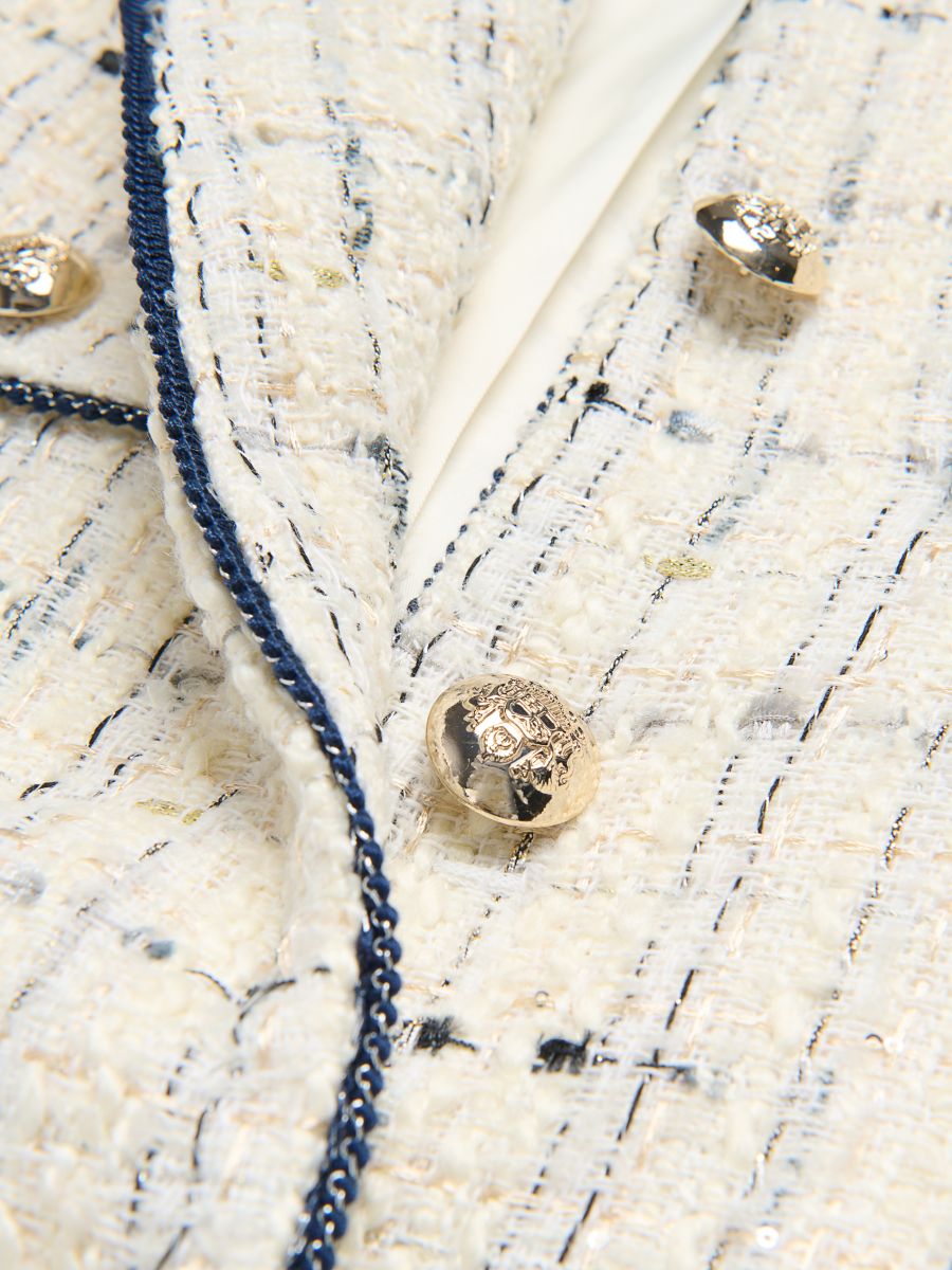 Tweed blazer with pockets - multicolor - RESERVED - 8