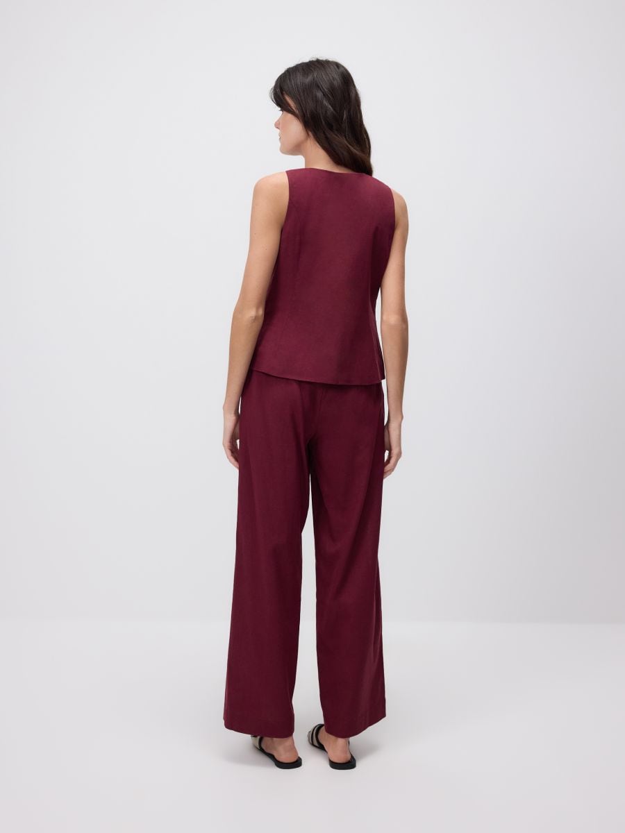 Linen blend tailored vest - burgundy - RESERVED - 4