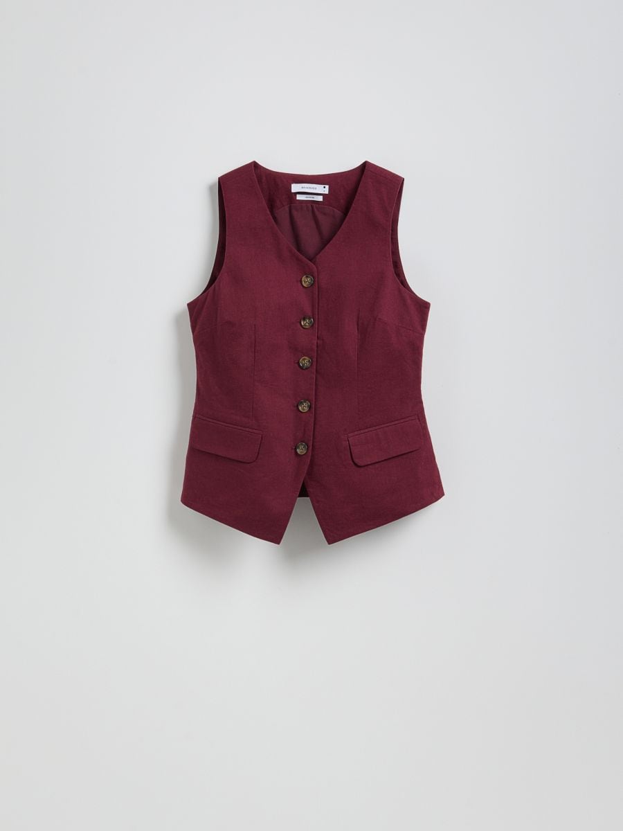 Linen blend tailored vest - burgundy - RESERVED - 5