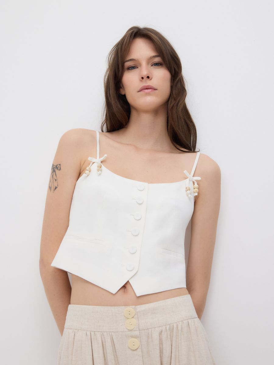 Top cu bretele - alb - RESERVED