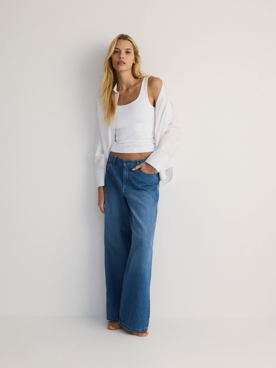 Jeansy wide leg baggy - niebieski - RESERVED