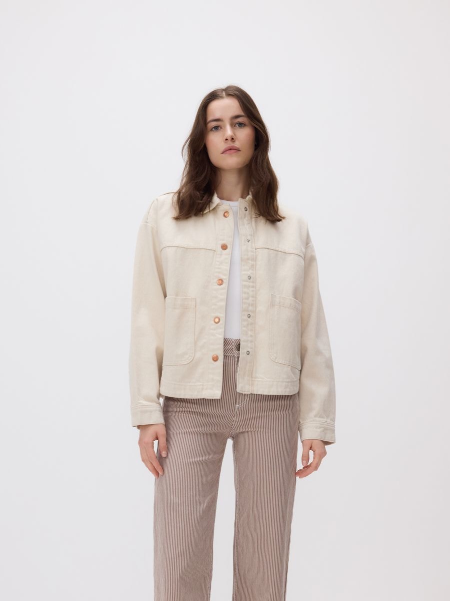 LADIES` JEANS TROUSERS - beige - RESERVED