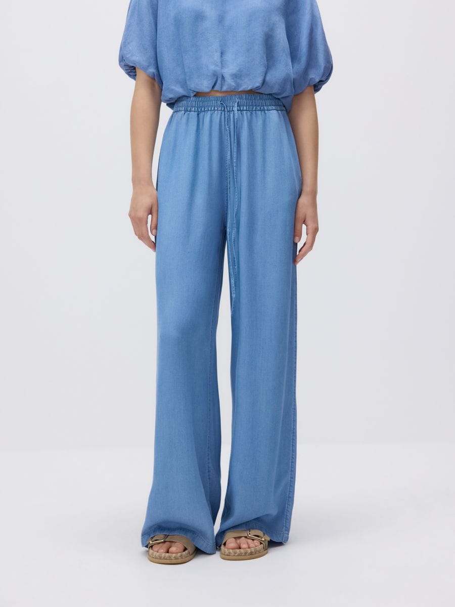Wide leg lyocell jeans - blue - RESERVED