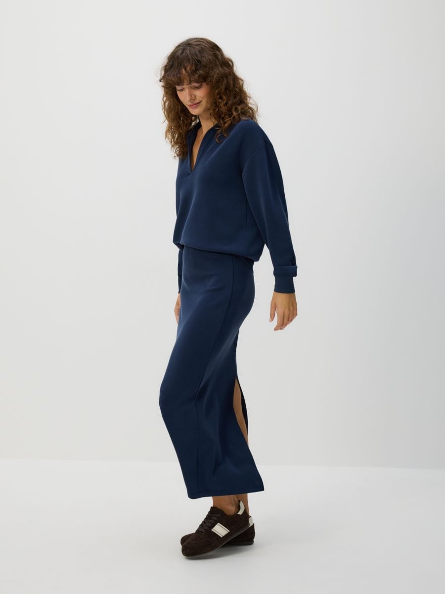 Modal rich midi skirt - navy - RESERVED