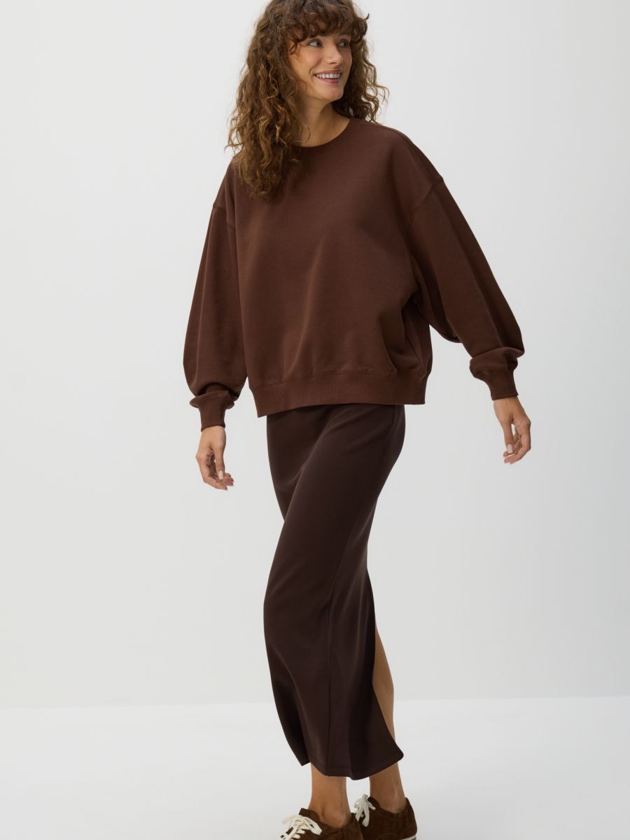 Modal rich midi skirt - dark brown - RESERVED