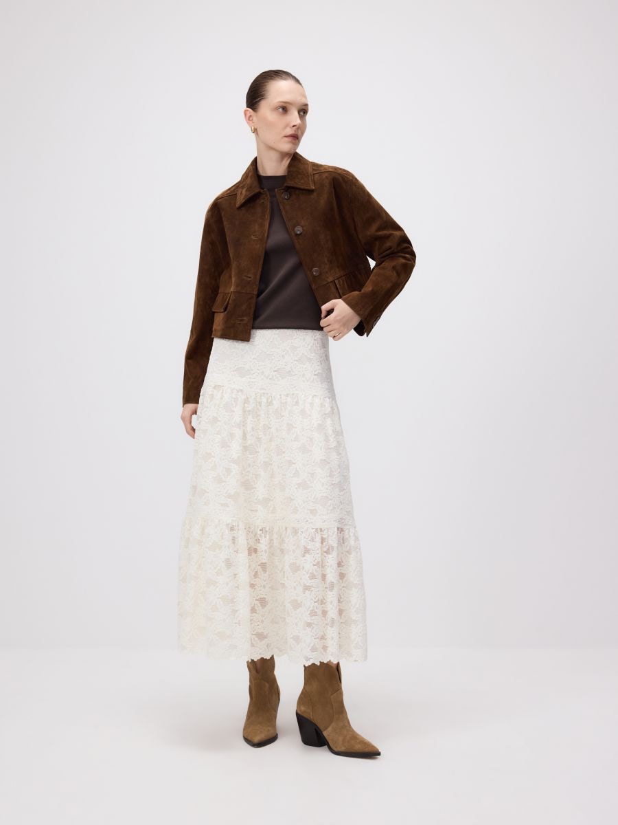 Skirt with lace - cream - RESERVED