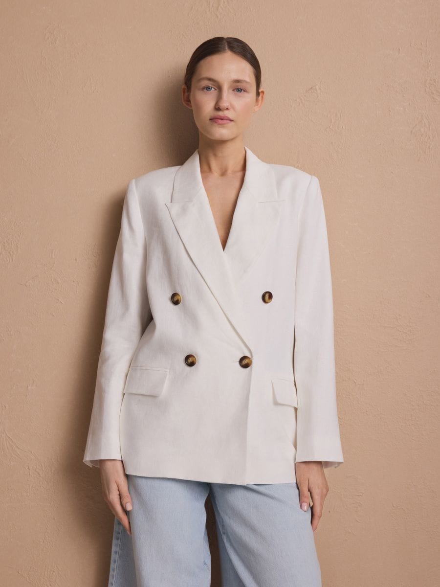 Linen blazer - cream - RESERVED - 5