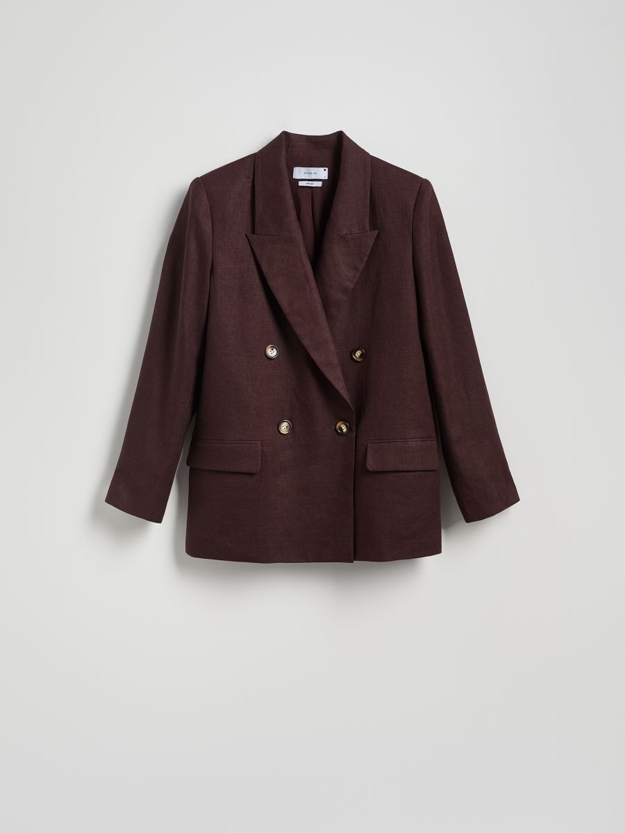 Linen blazer - dark brown - RESERVED - 5