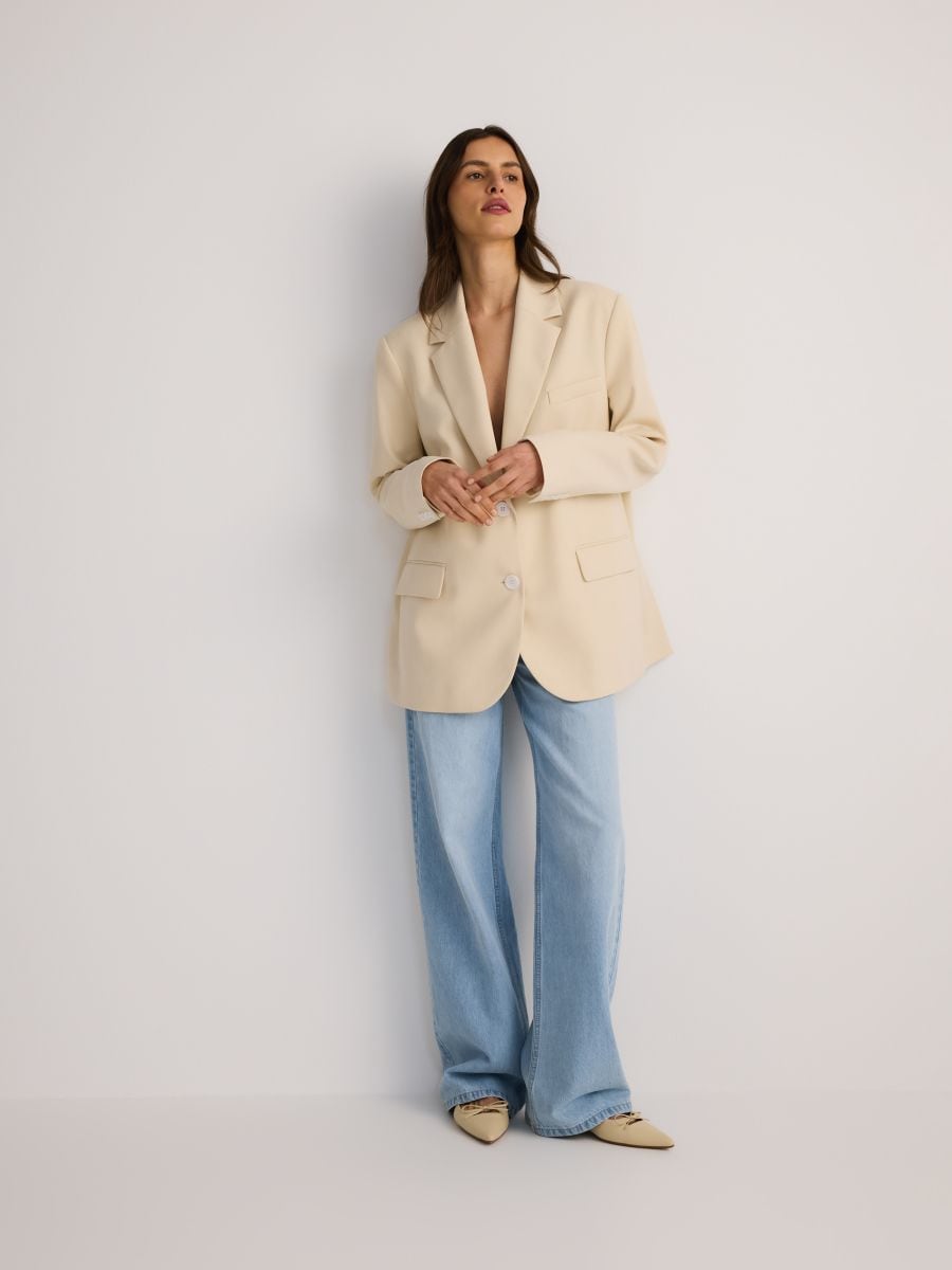 Blazer monopetto oversize - panna - RESERVED - 2