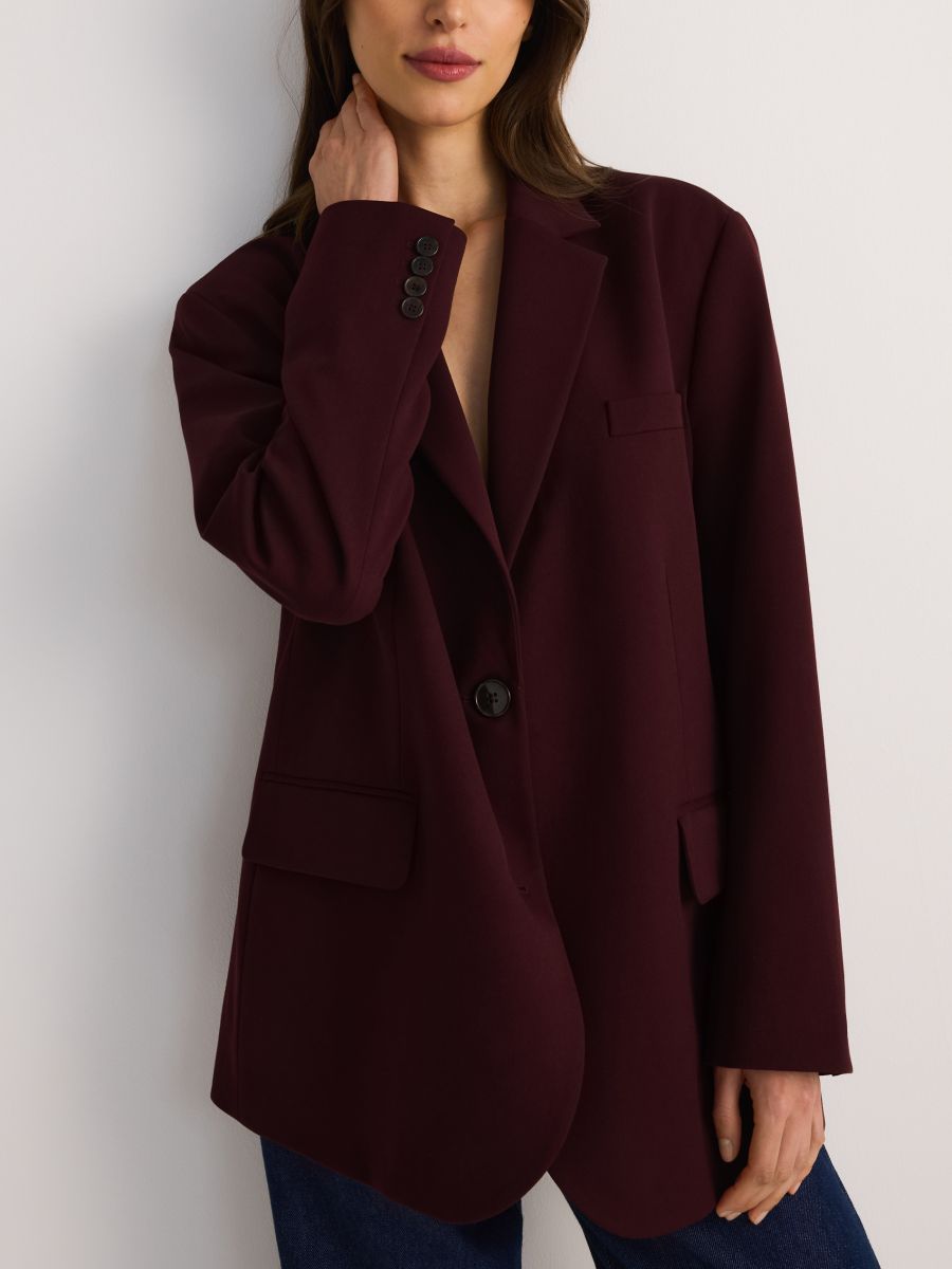 Blazer oversize à boutonnage simple - maroon - RESERVED