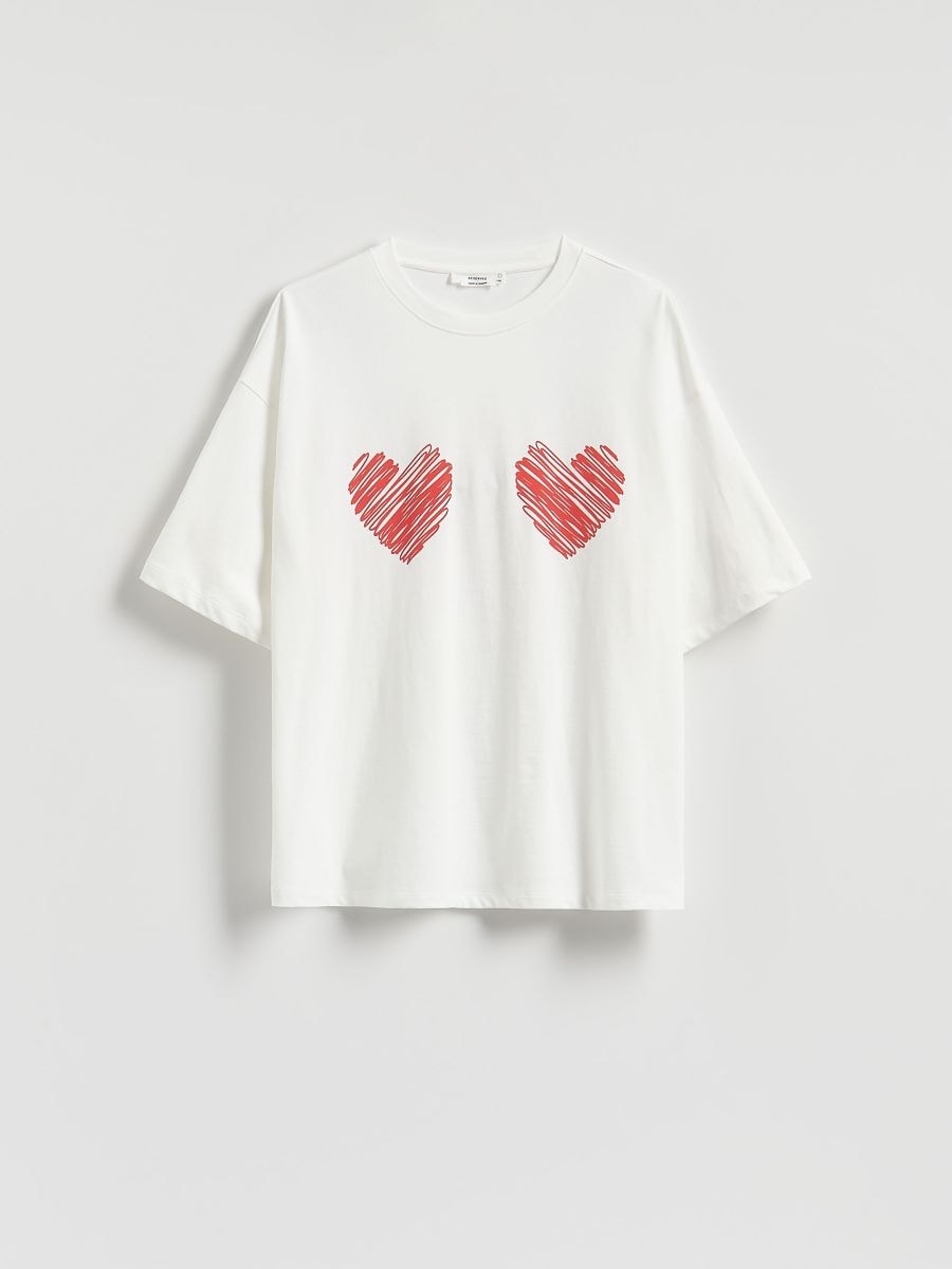 T-Shirt mit Print - creme - RESERVED