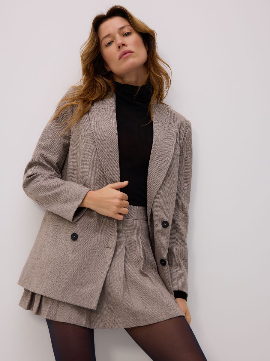 Laskostettu minihame - kahvi - RESERVED