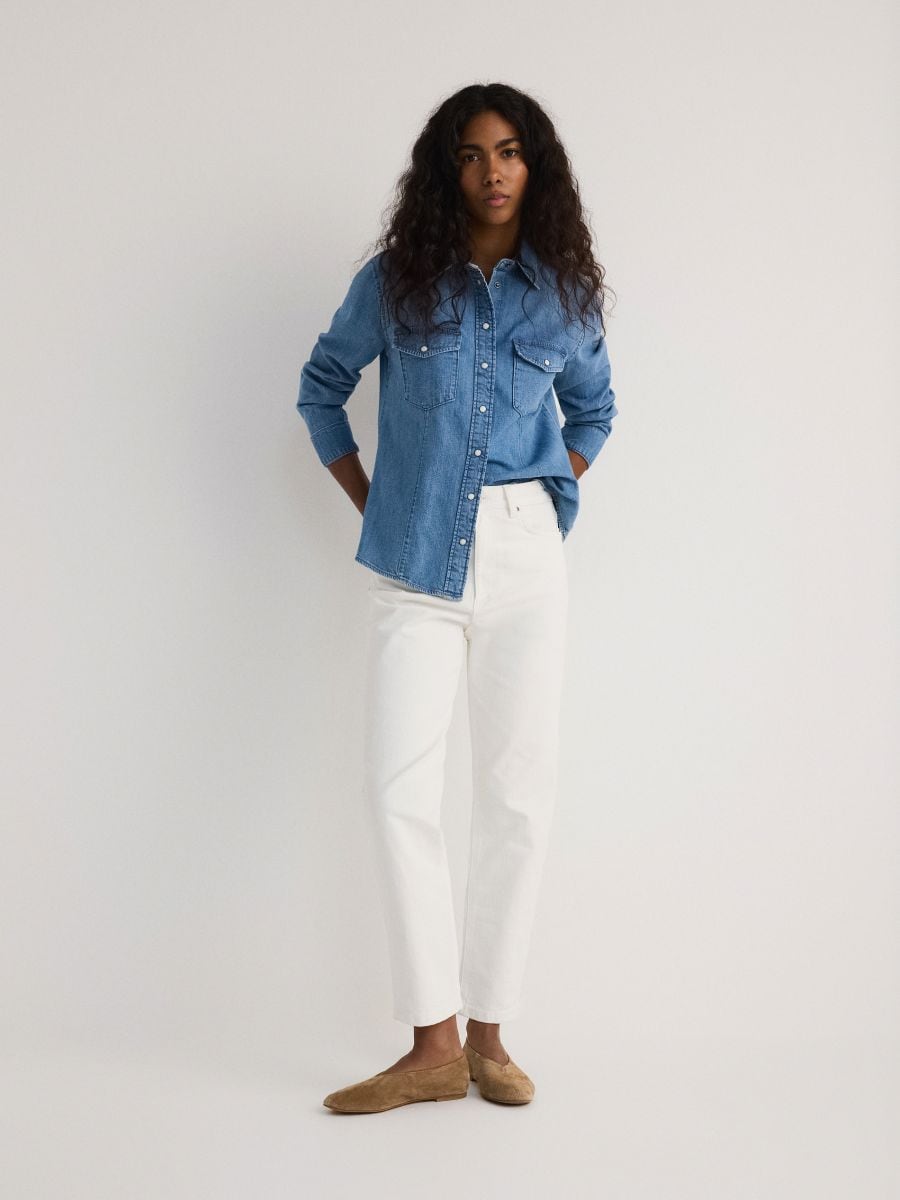 LADIES` JEANS TROUSERS - krémová - RESERVED