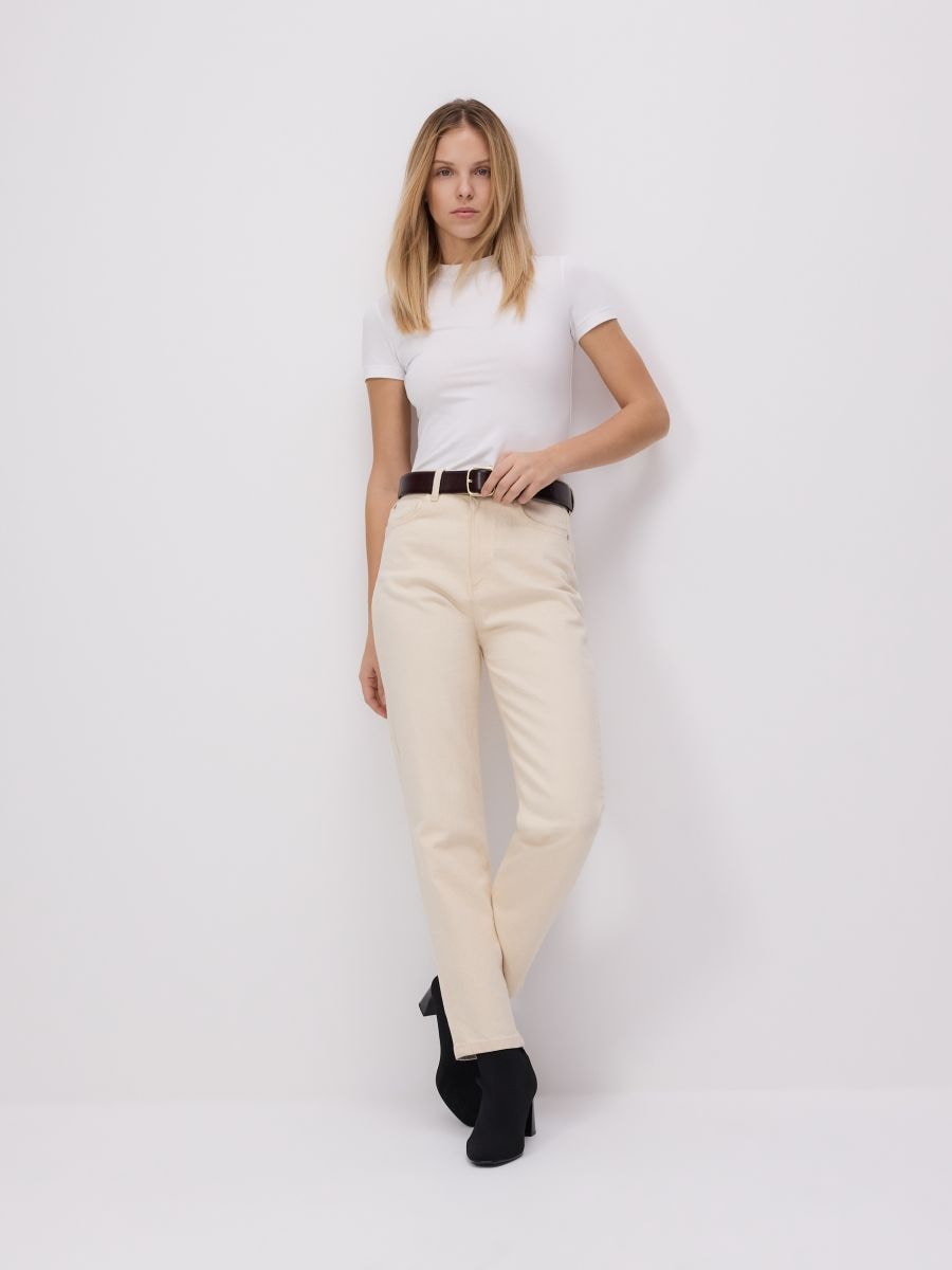 LADIES` JEANS TROUSERS - beige - RESERVED