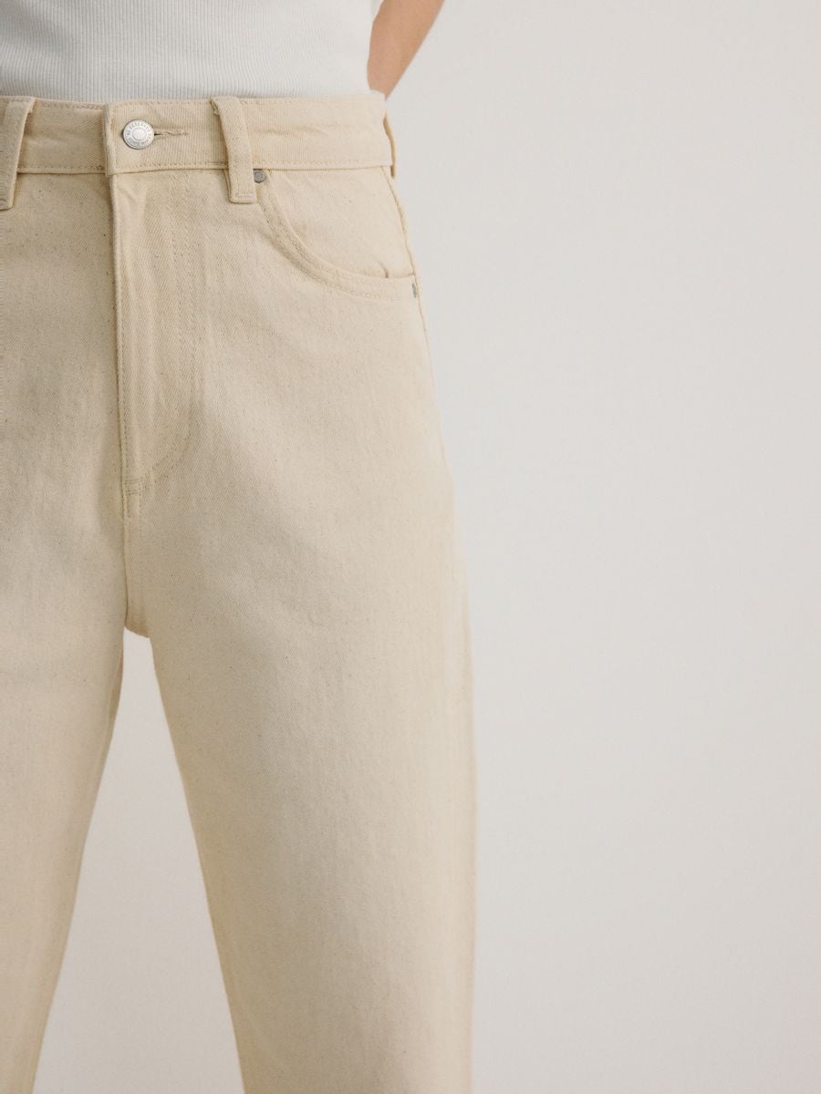 LADIES` JEANS TROUSERS - beige - RESERVED