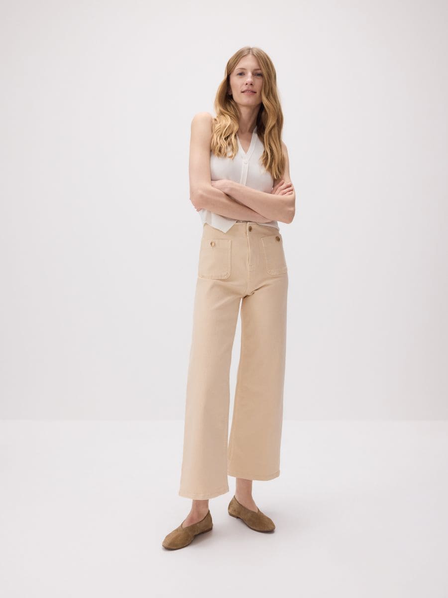 Culotte jeans - beige - RESERVED - 2