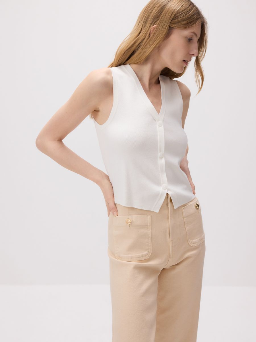 Culotte jeans - beige - RESERVED - 3