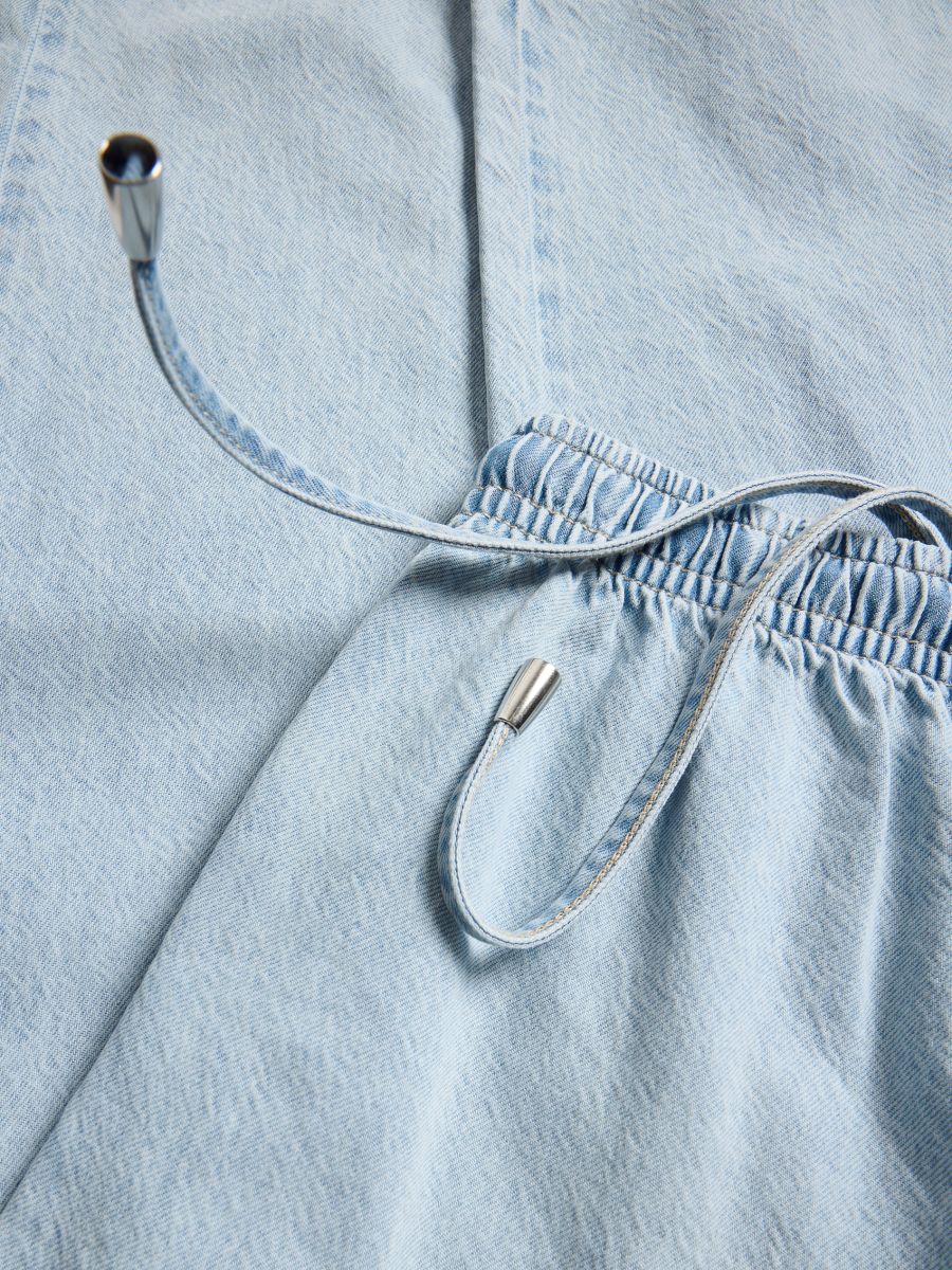 Wide-leg jeans with a drawstring - blue - RESERVED - 5