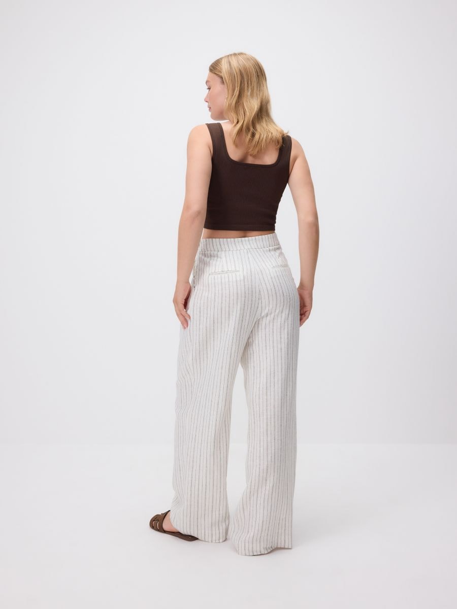 Patterned trousers with linen blend - multicolor - RESERVED - 3