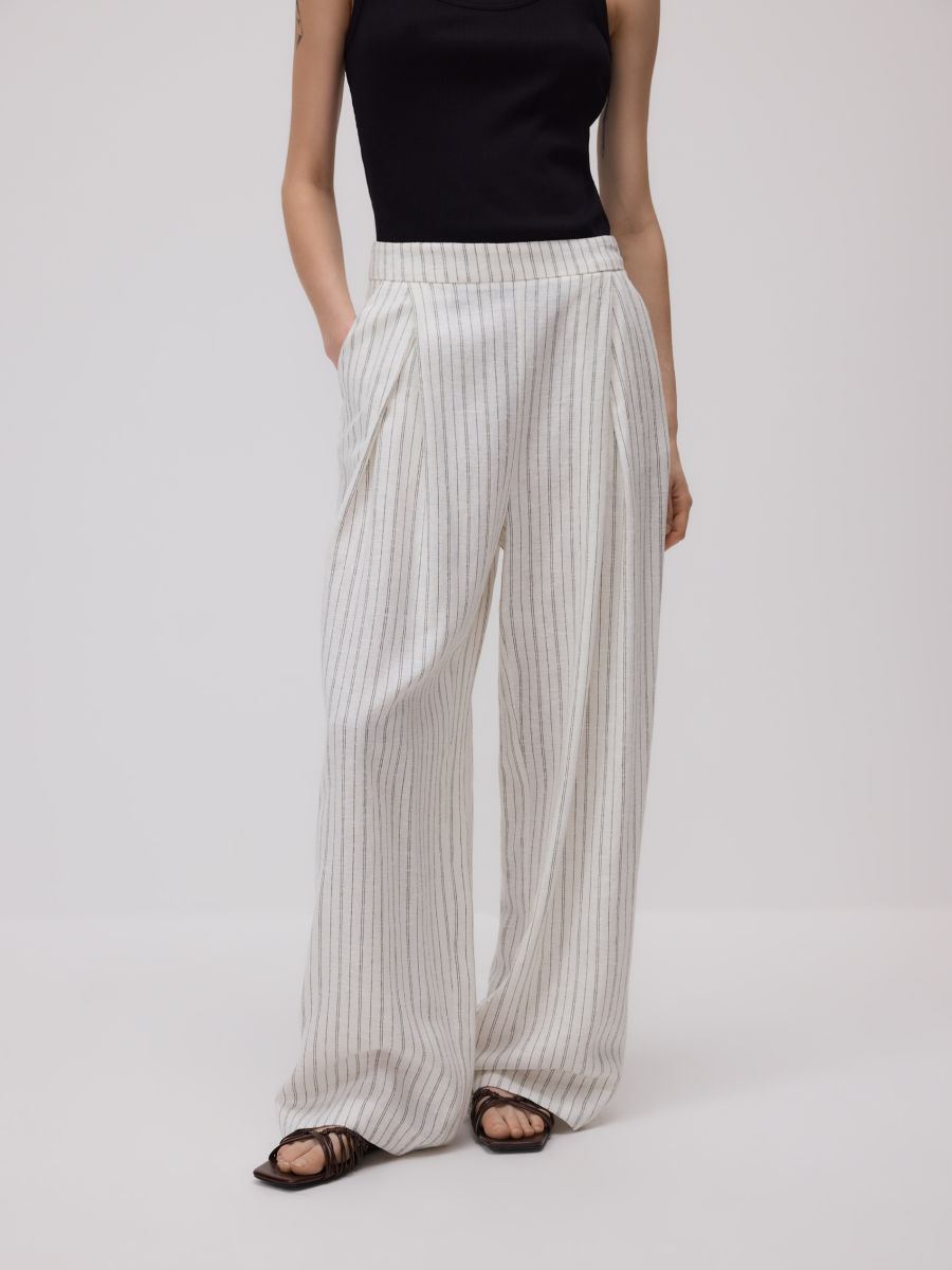 Gemusterte Hose mit Leinengemisch - bunt - RESERVED - 2