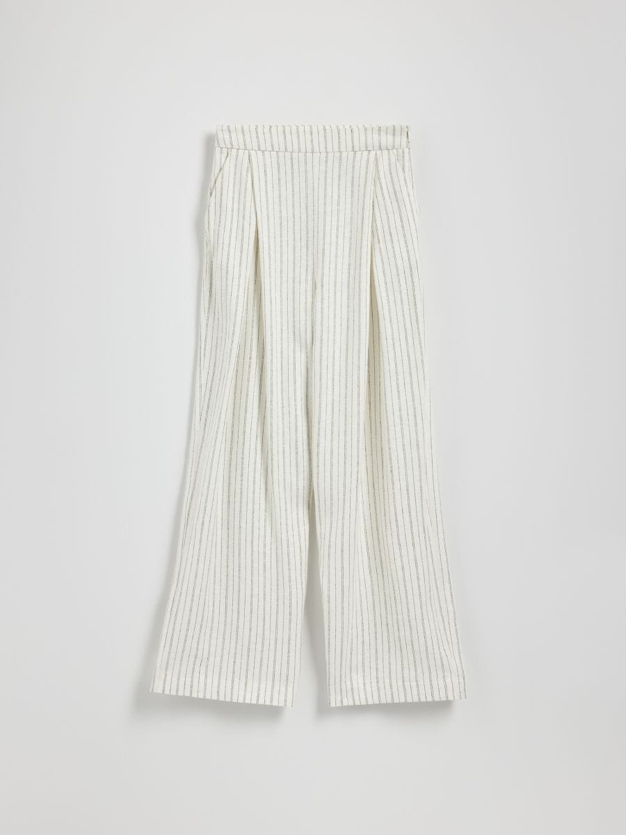 Patterned trousers with linen blend - multicolor - RESERVED - 4