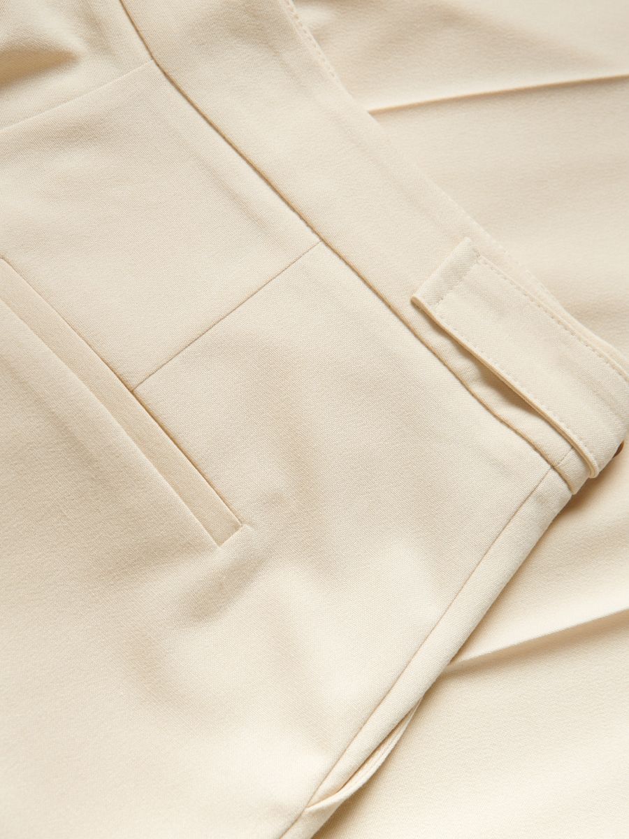 Straight trousers with creases - cream - RESERVED - 3