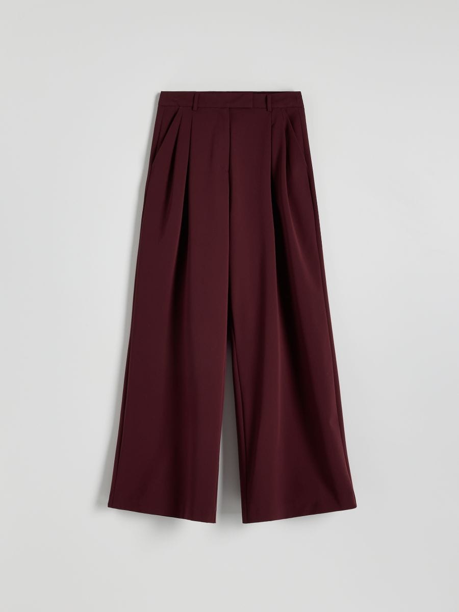 Pleated wide leg trousers - mahogany - RESERVED