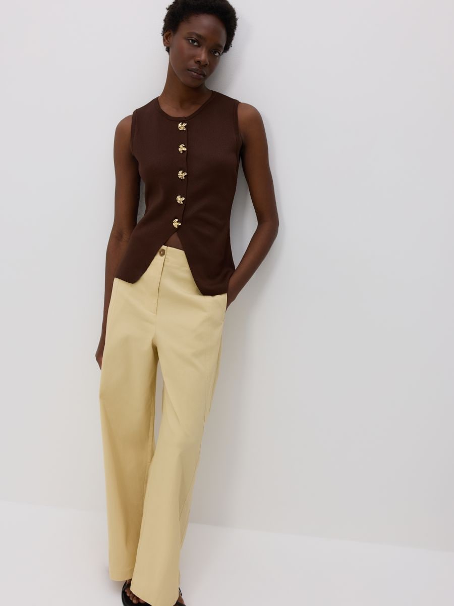 Wide-leg cotton trousers - wheat - RESERVED