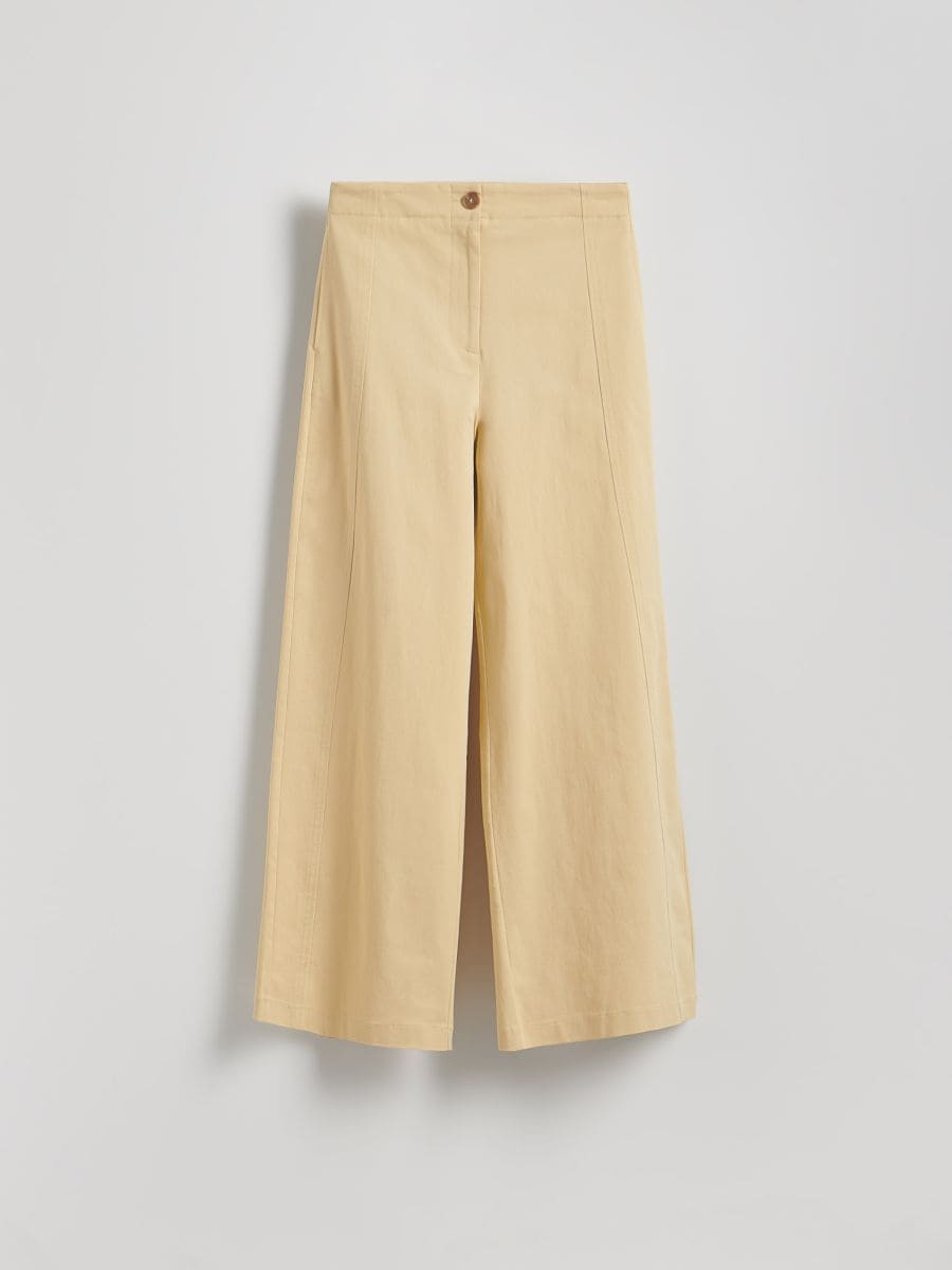 Pantaloni larghi in cotone - grano - RESERVED - 6