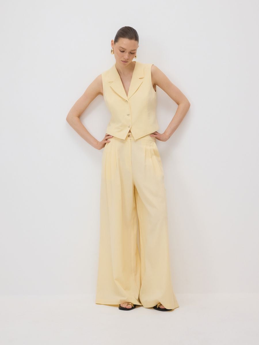 Linen rich wide leg trousers - light yellow - RESERVED