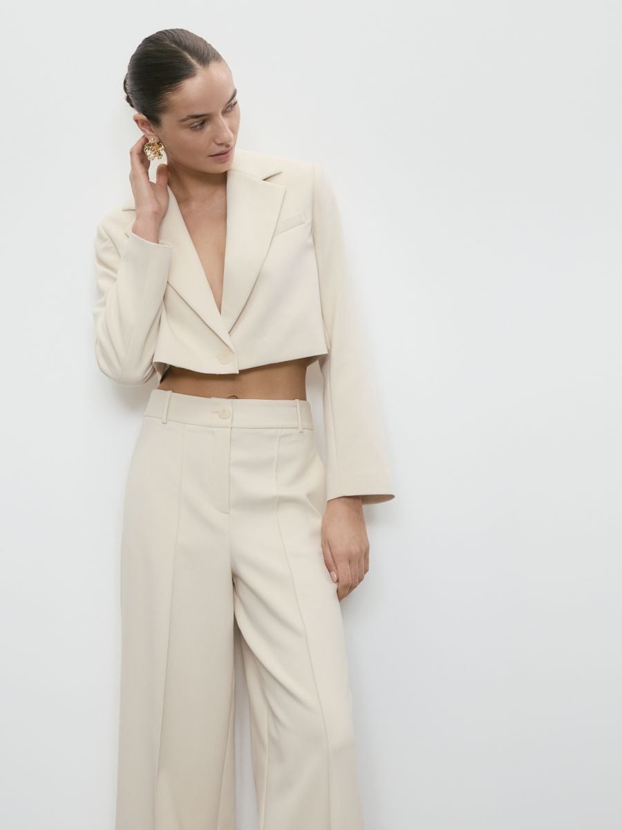 Trousers with pressed crease - cream - RESERVED - 4
