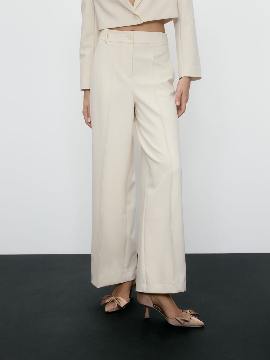 Trousers with pressed crease - cream - RESERVED - 2