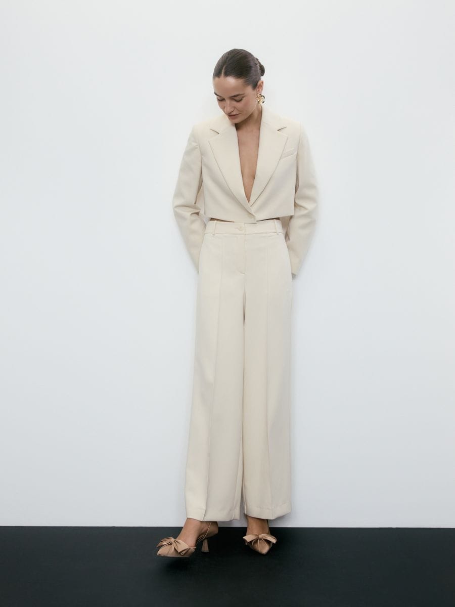 Trousers with pressed crease - cream - RESERVED - 5